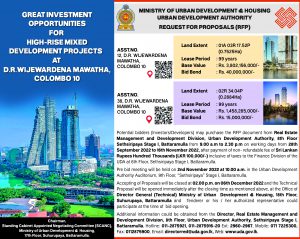 Read more about the article The Urban Development Authority (UDA) Call Request  Proposals (RFP)  for four Development Projects.