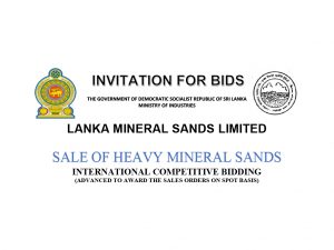 Read more about the article Calling bids for the Sale of Heavy Mineral Sands – Lanka Mineral Sands Limited